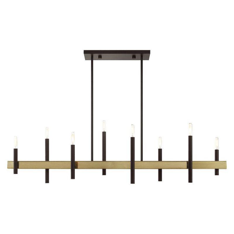 Denmark 8-Light Bronze and Brass Linear Chandelier