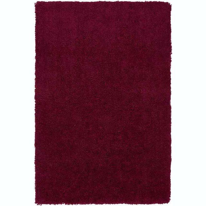 Perugia Burgundy Hand-Knotted Synthetic Fur Area Rug, 5' x 7'