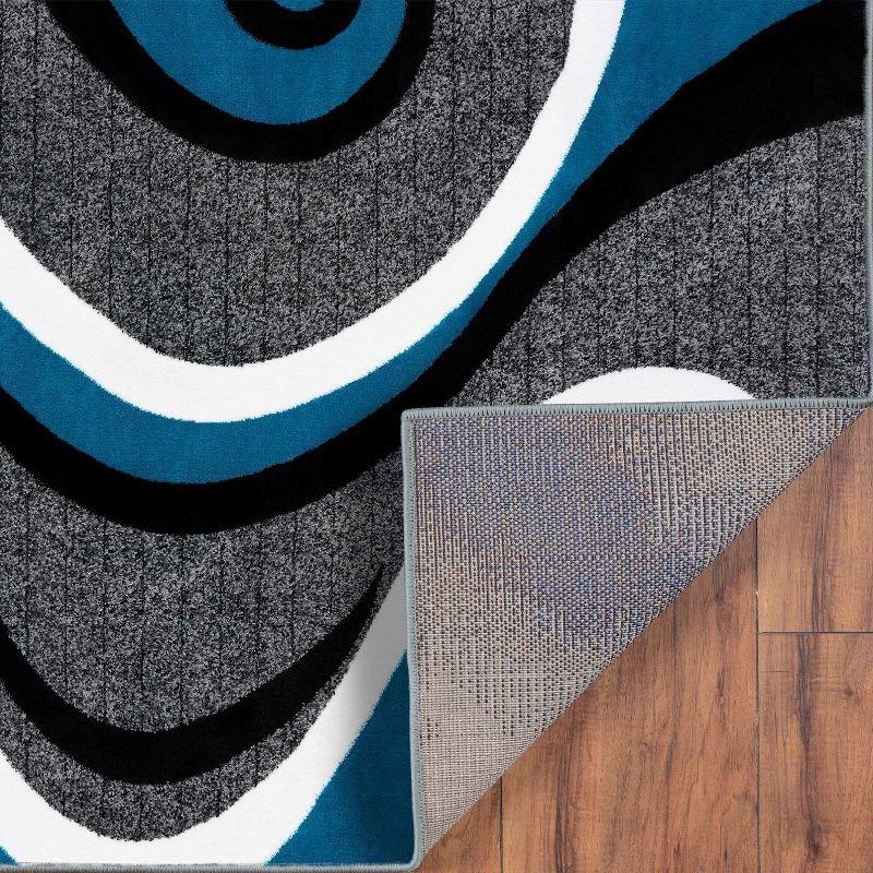 Luxe Weavers Contemporary Abstract Geometric Swirl Area Rug, Turquoise 4x5