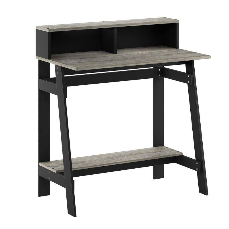 Furinno 31.6" Small Industrial Computer Desk Home Office Study Writing Desk with Open Shelf,Black/French Oak