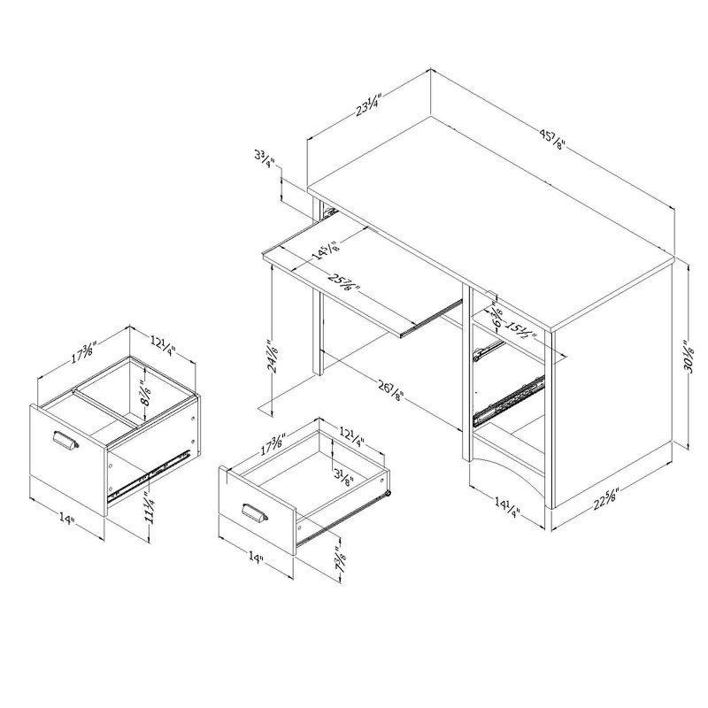 Gascony Wood Computer Desk with Drawers Pure White - South Shore