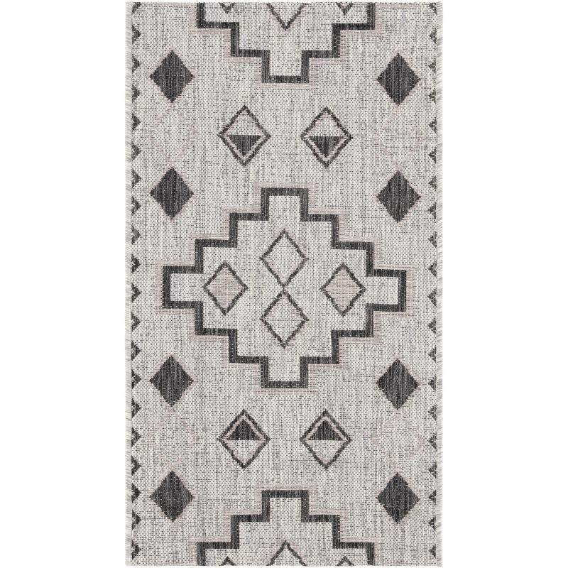 Modern Square Gray Easy-Care Synthetic Area Rug