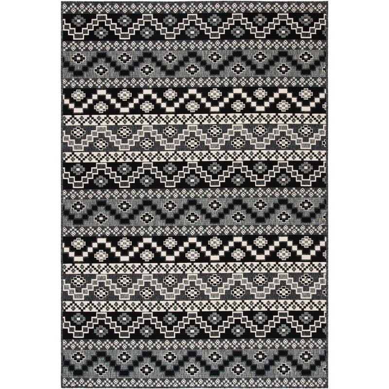 Veranda VER095 Power Loomed Indoor/Outdoor Area Rug - Black/Beige - 5'3"x7'7" - Safavieh.