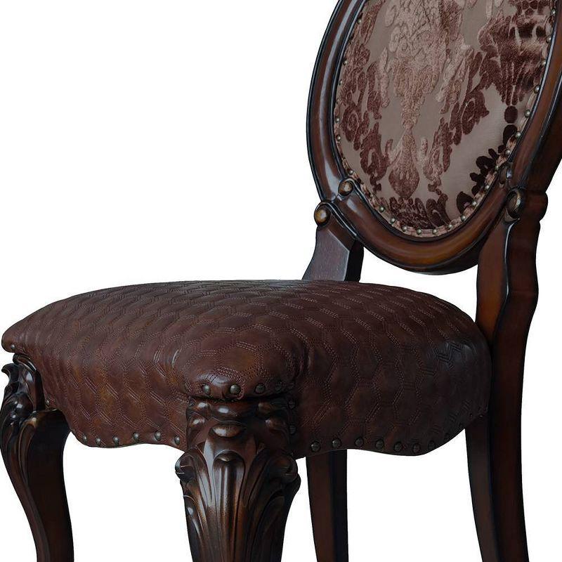 Versailles 21" Dining Chairs Cherry - Acme Furniture: Traditional Style, Button Tufted, Nailhead Trim