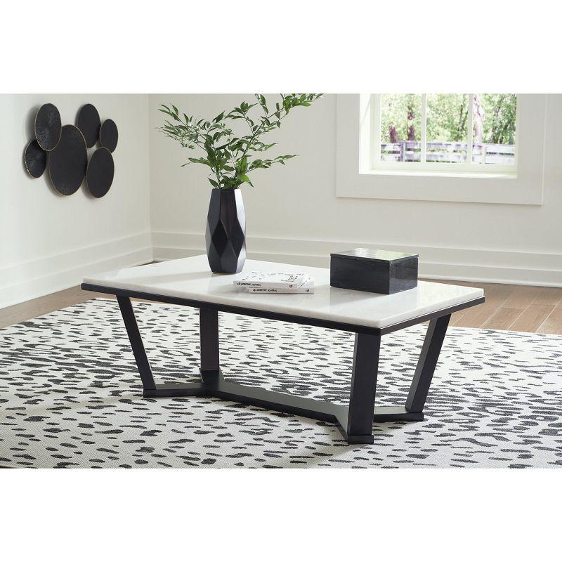 Contemporary White Marble Top Rectangular Coffee Table