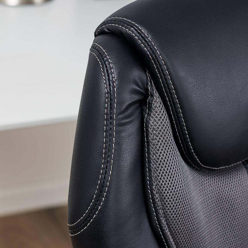 High-Back Ergonomic Executive Gaming Chair in Gray Mesh & Faux Leather