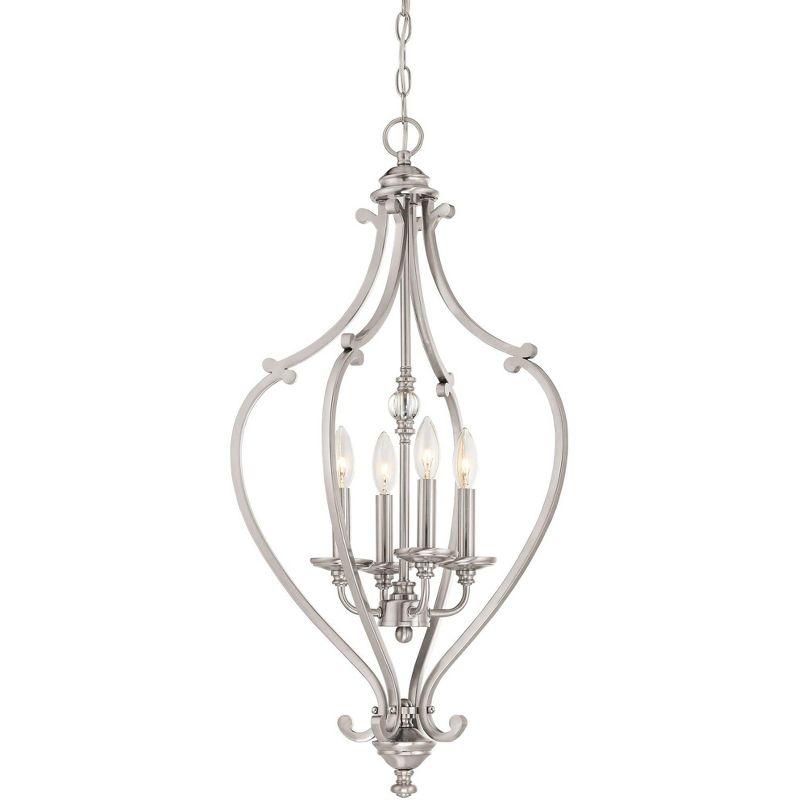 Savannah Row Brushed Nickel 4-Light Candle Chandelier with Crystal Accents