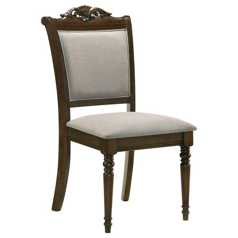 Gray and Chestnut Upholstered High Back Wood Side Chair Set