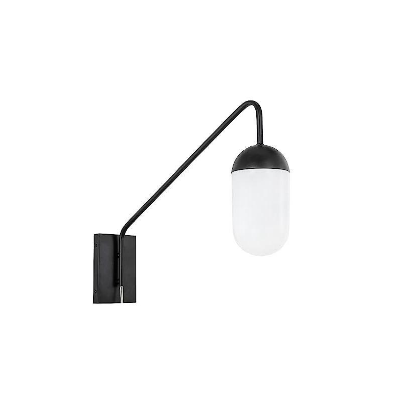 Elegant Lighting Kace 1 light Black and frosted white glass wall sconce