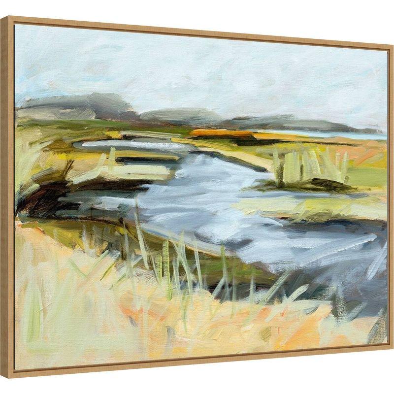 30" x 23" Big Indian Slough in July by Kris Ekstrand Framed Canvas Wall Art Print - Amanti Art: Modern Lithograph, Polystyrene Frame