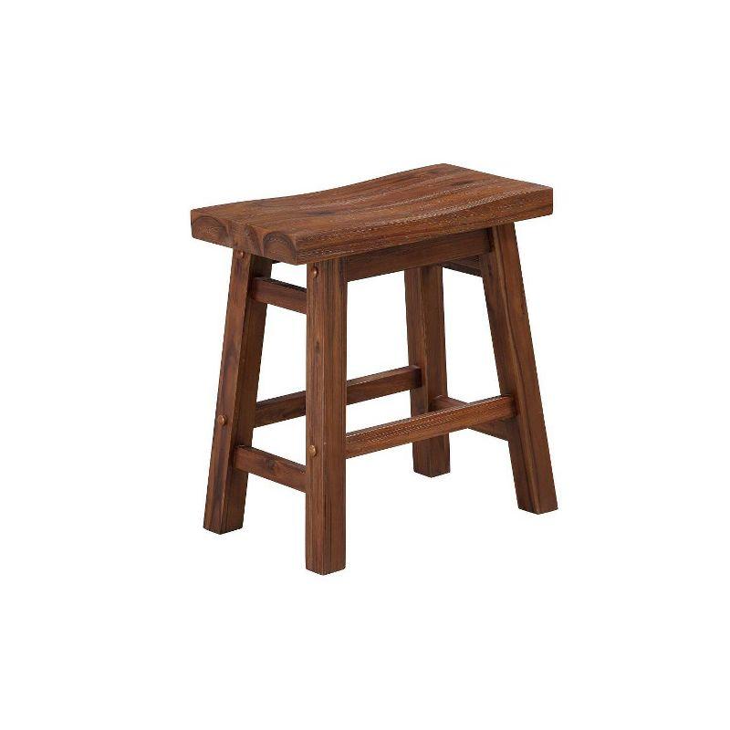 Set of 2 18" Sonoma Saddle Stools, Acacia Wood, Rustic Farmhouse - Boraam