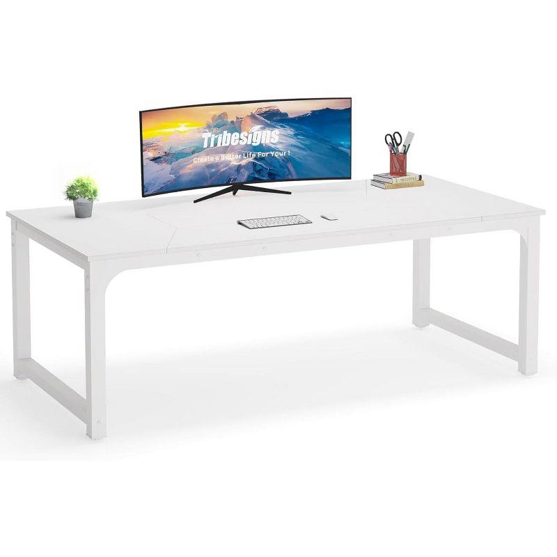 Tribesigns 78.7" White Wood Rectangular Office Desk