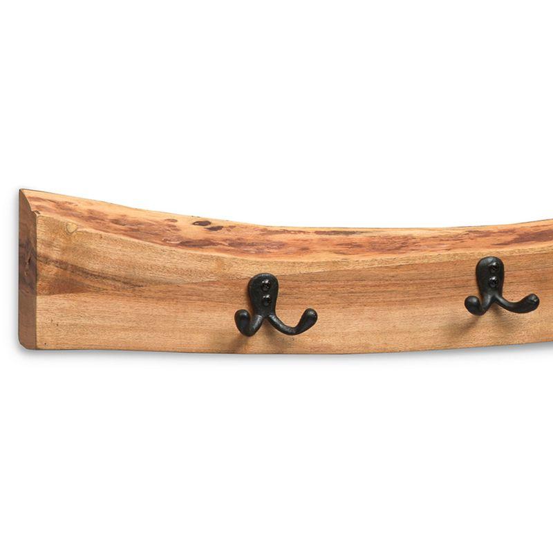 Alaterre Furniture Alpine Natural Brown Live Edge Bench with Coat Hook Set Metal And Wood