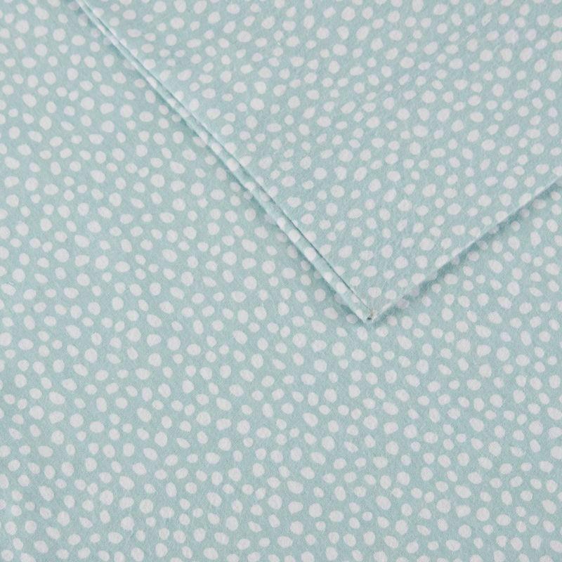 Queen Cozy Flannel Sheet Set Aqua Dots