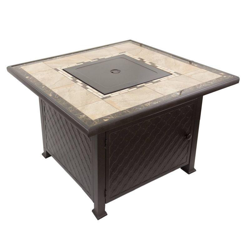 Bronze Square Tile Top Gas Fire Pit Table