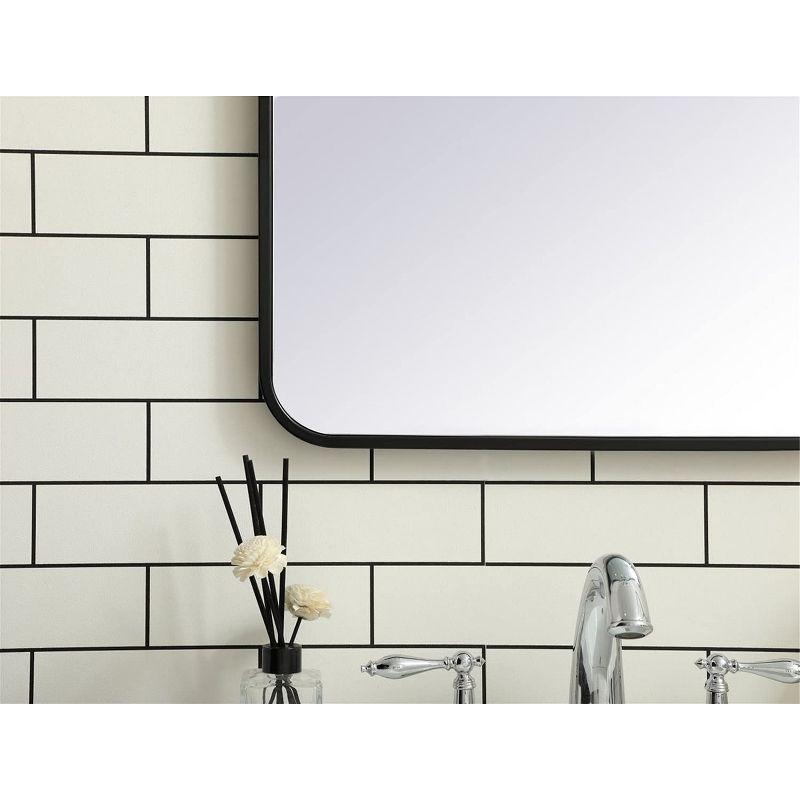 Elegant Lighting Soft corner metal rectangular mirror 20x36 inch in Black