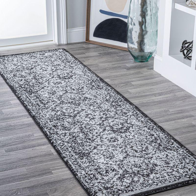 2' x 8' Modern Persian Boho Vintage Trellis Runner Rug, Black/Ivory - JONATHAN Y