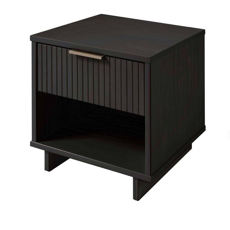 Manhattan Comfort Set of 2 Granville Nightstands with Drawer Dark Gray: UV Painted, Soft Close, Metal Handles