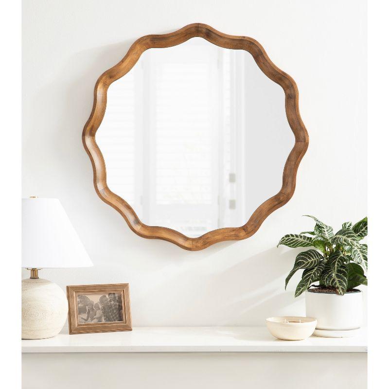 Kate & Laurel All Things Decor 28"x28" Hatherleigh Round Scallop Mirror: Wall Mount, Transitional Decor