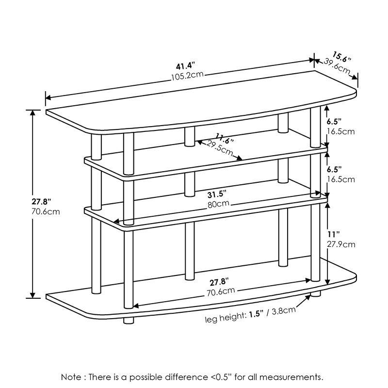 Furinno 4-Tier No Tools TV Stand Entertainment Center Hold up to 46" TV White Oak