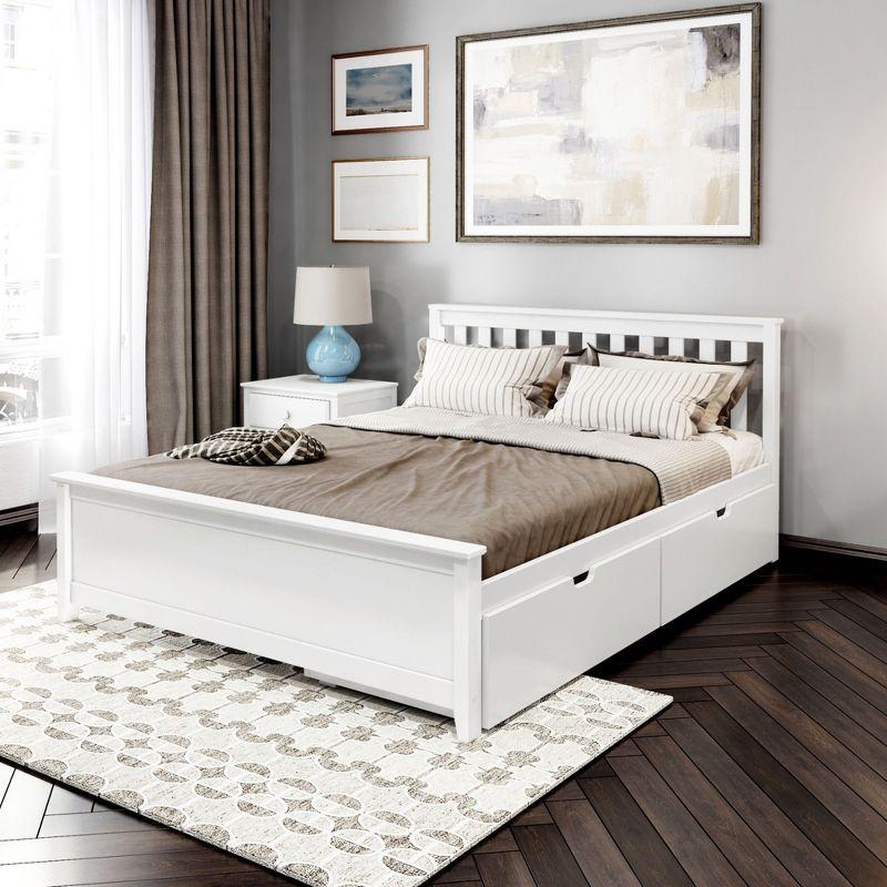 Plank+Beam Solid Wood Queen Bed Frame with Headboard and Storage Drawers