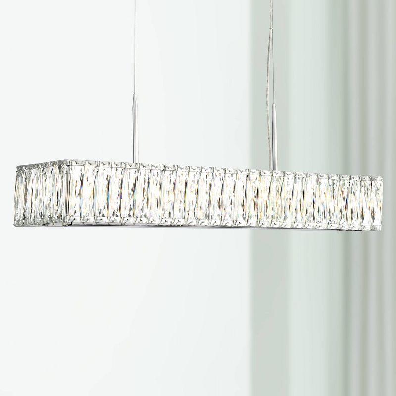 Modern Chrome Crystal 38" Island Pendant Light