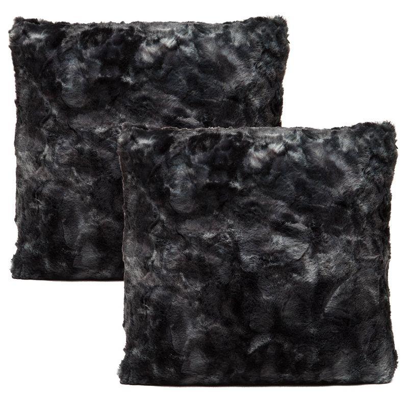 Chanasya Wolf Faux Fur Square Throw Pillow Covers - 2 Pieces - 18" x 18”