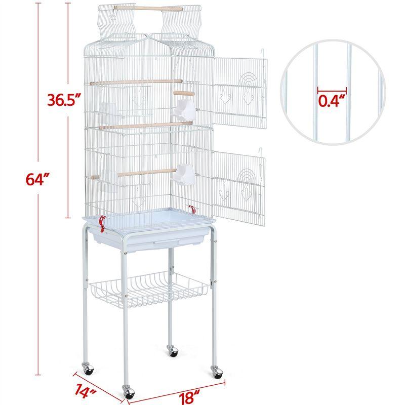 Yaheetech Open Top Metal Bird Cage Large Rolling Parrot Cage With Stand