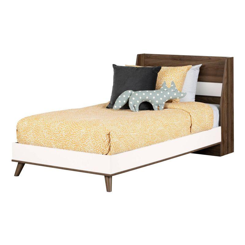 Yodi Twin Natural Walnut and White Wood Frame Bed