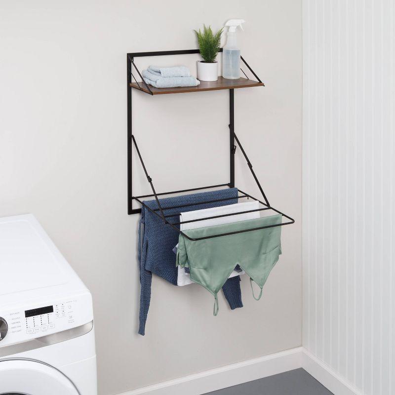 Honey-Can-Do Laundry Shelf with Drying Rack Combo Walnut