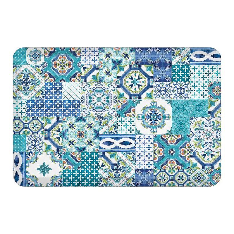 Colorful Patchwork Floral Motif Anti-Fatigue Kitchen Mat