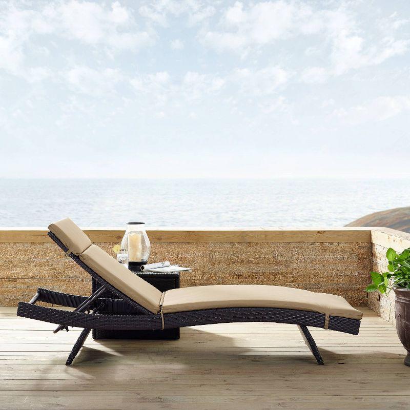 Biscayne Mocha Cushioned Outdoor Chaise Lounger in Dark Brown