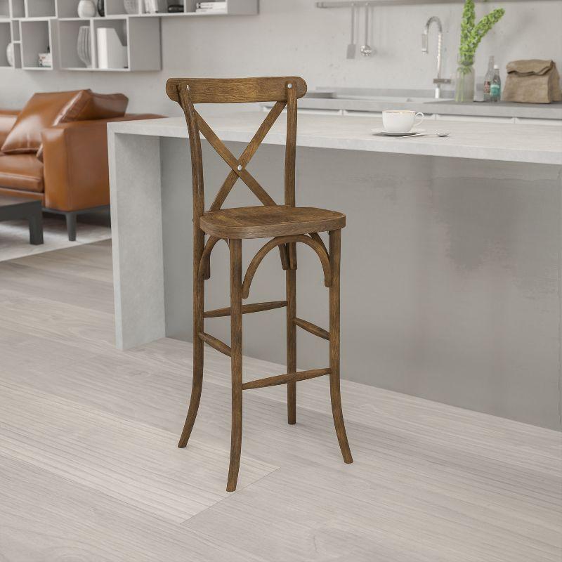 Flash Furniture HERCULES Series Dark Antique Wood Cross Back Barstool