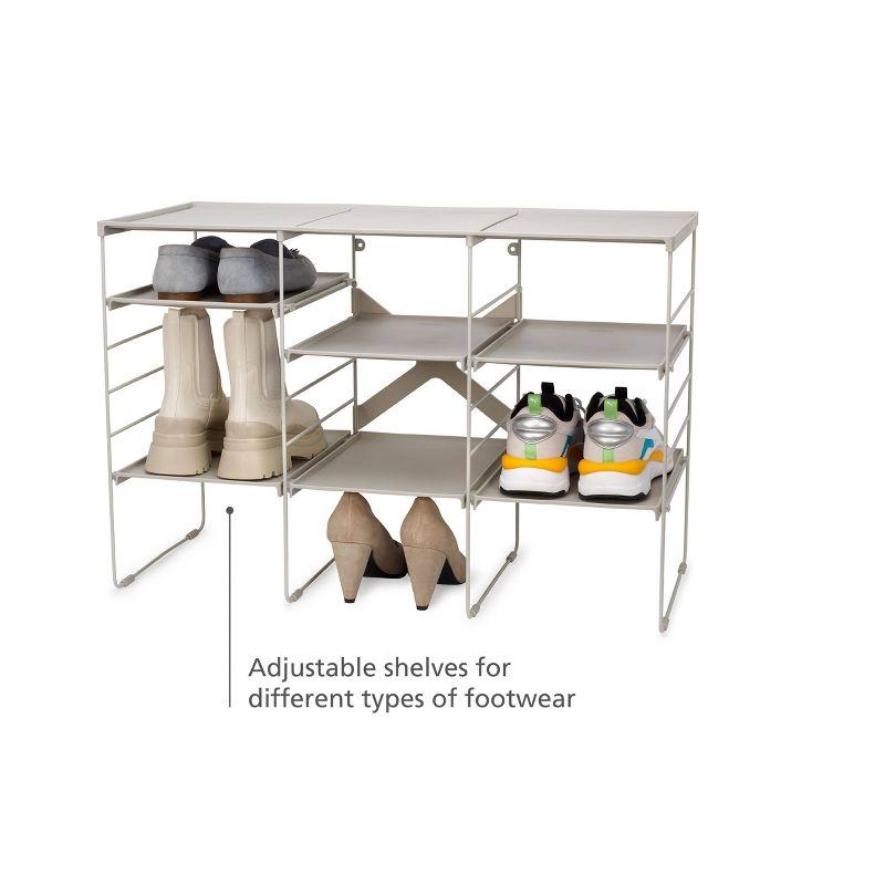 Joseph Joseph Level Plus Adjustable Shoe Rack - Stores 12 Pairs: Freestanding Carbon Steel Frame, Off-White, 29.8" Width