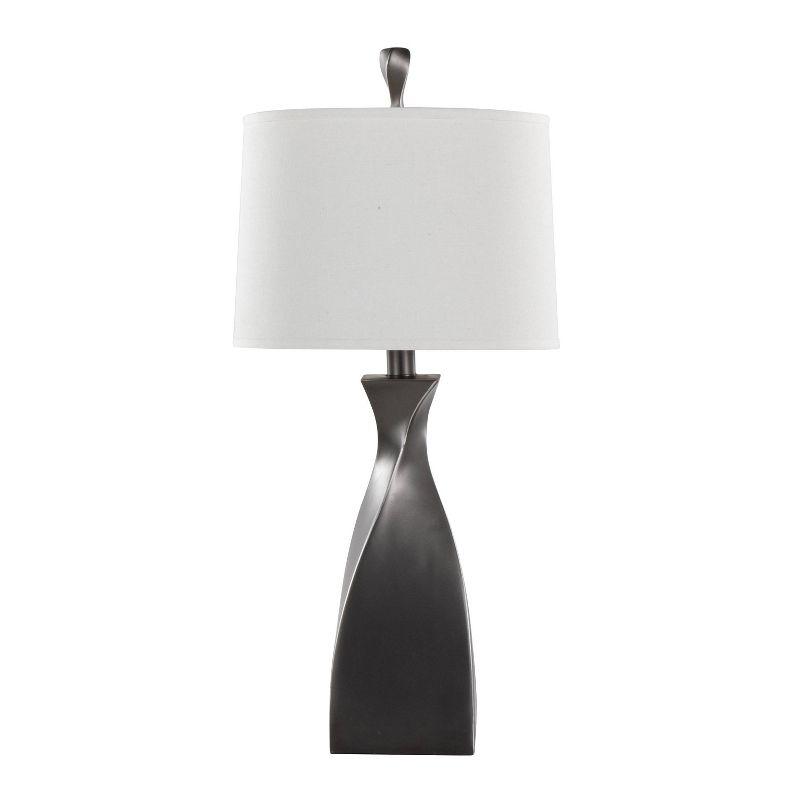 LumiSource Curvo 30" Table Lamps: Set of 2, Rubbed Gray Slate, White Linen Shade, UL Listed