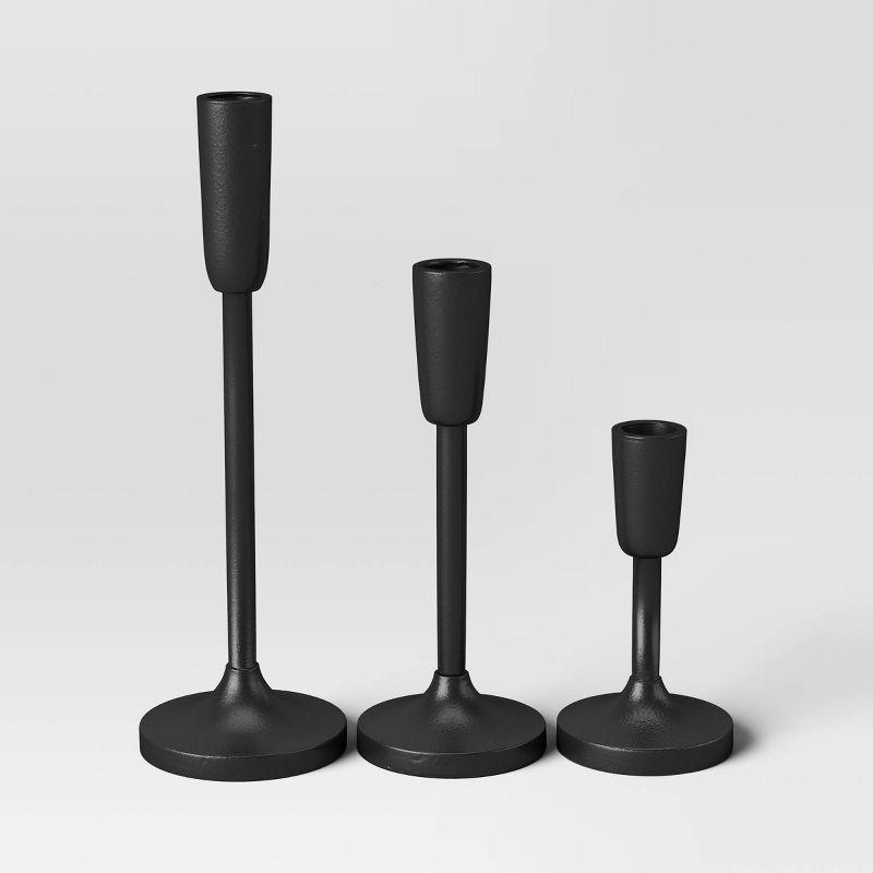 Set of 3 Black Aluminum Taper Candleholders