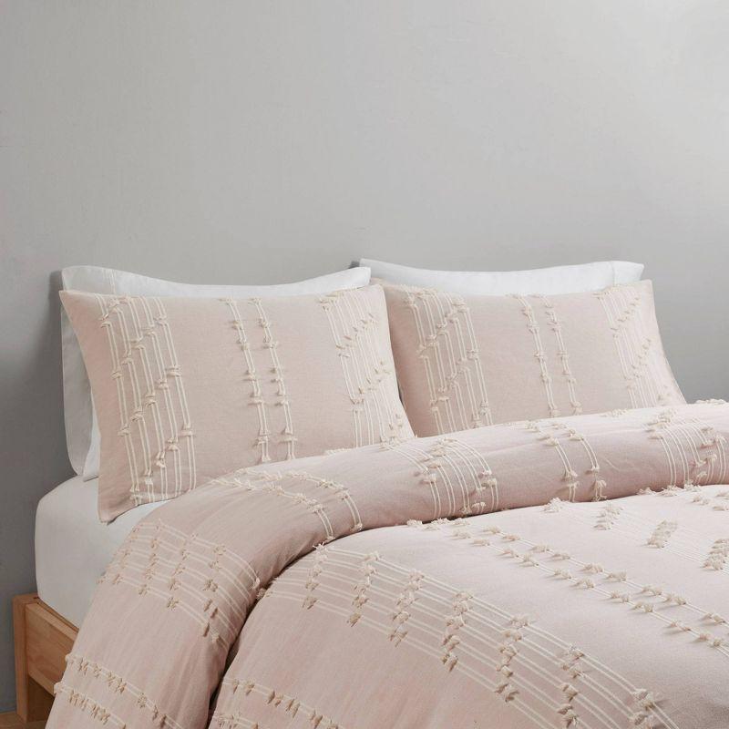 Blush Cotton Jacquard Full/Queen Duvet Cover Set