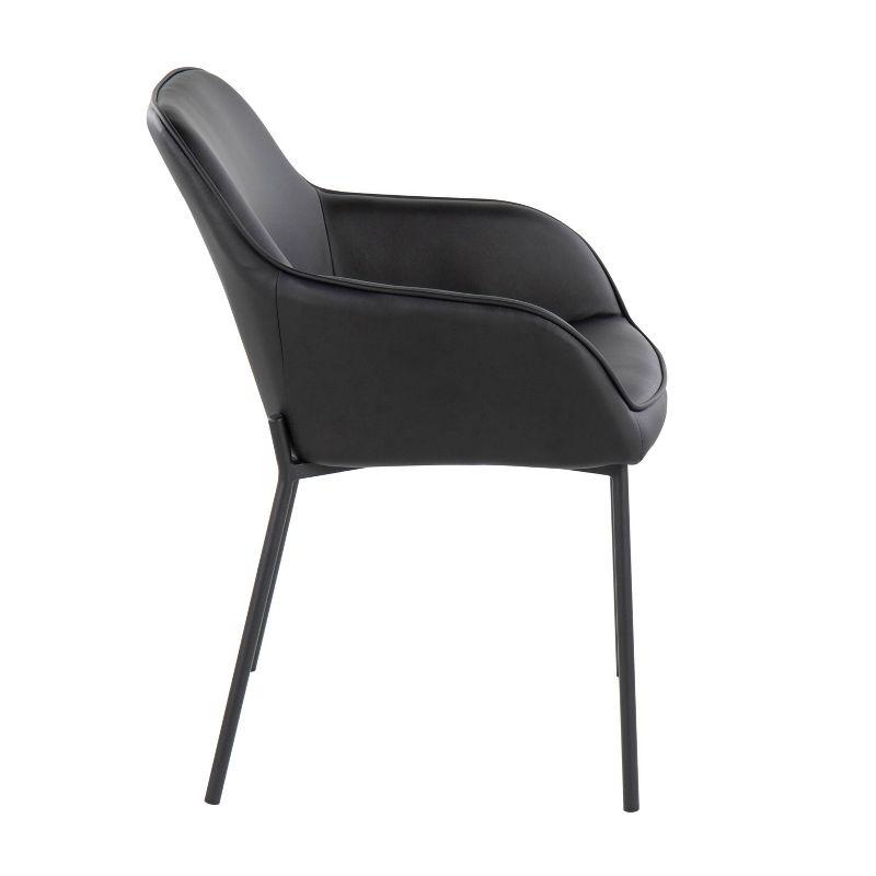 Set of 2 Daniella PU Leather/Steel Dining Chairs Black - LumiSource: Contemporary Style, Metal Base, Armrests