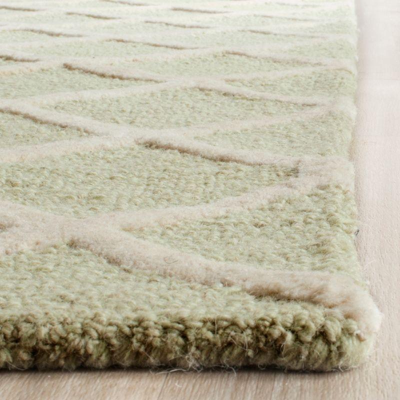 Elegant Light Green & Ivory Hand-Tufted Wool Accent Rug 24" Square