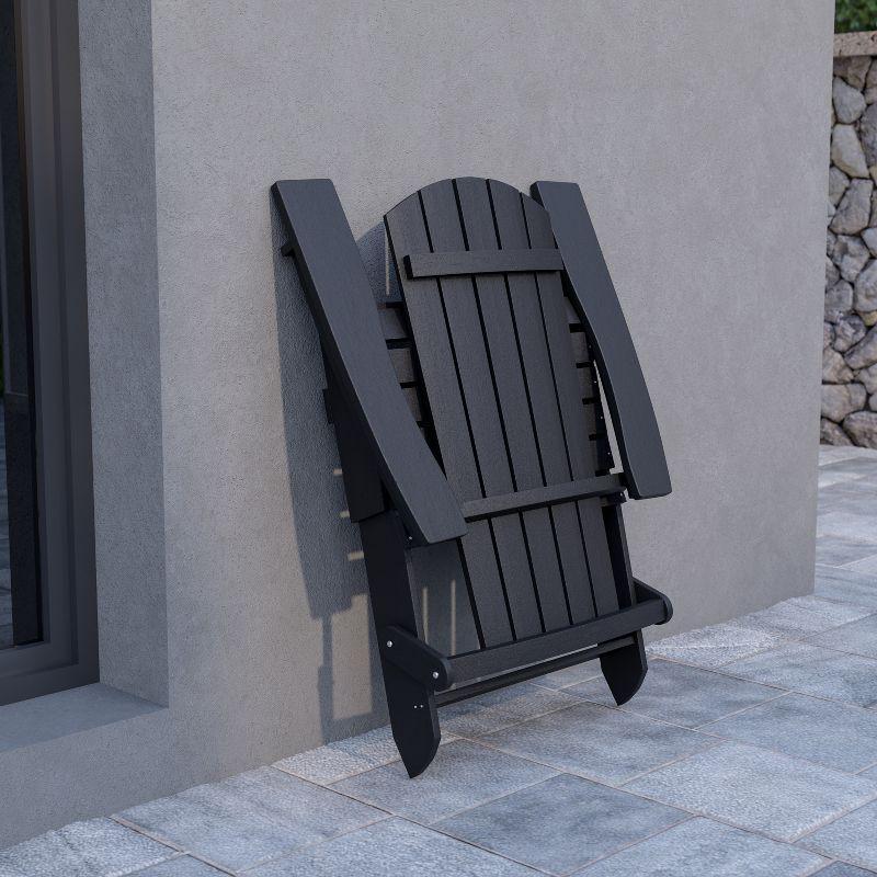 Black Polystyrene Resin High-Back Adirondack Chair with Armrests