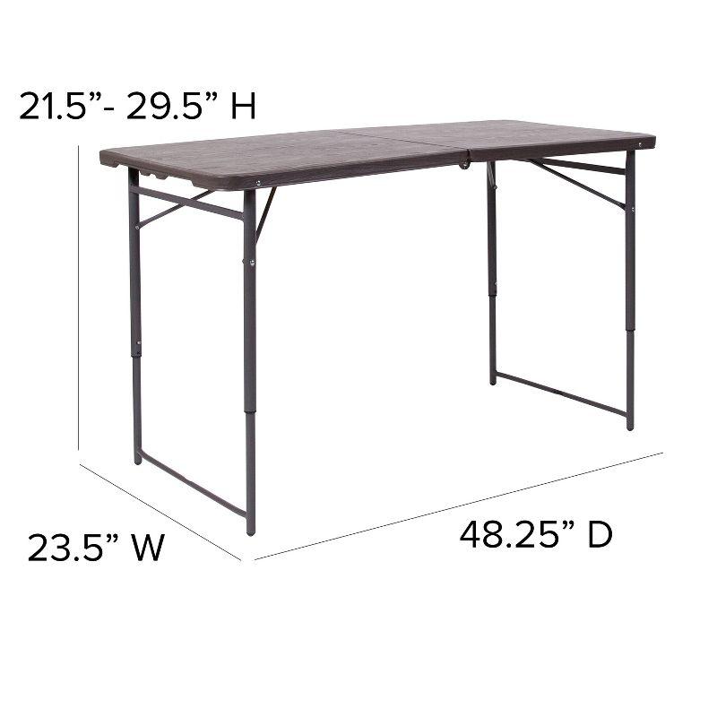 Noah 48.25" Plastic Rectangular Adjustable Fold-in-Half Table with Handle