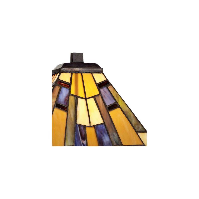 Robert Louis Tiffany Vintage Swing Arm Wall Lamp Plug-in Light Fixture Jewel Tone Stained Art Glass for Bedroom Bedside Living Room Reading Home House