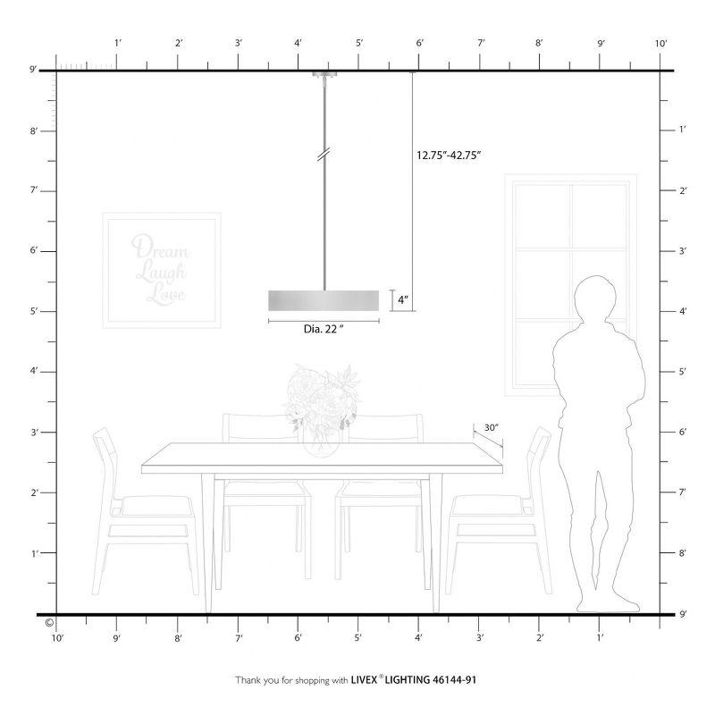 Livex Lighting Elmhurst 4 - Light Pendant in  Brushed Nickel/Shiny White
