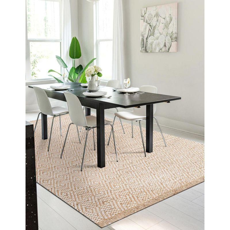 Natural Brown Braided Jute and Cotton Area Rug