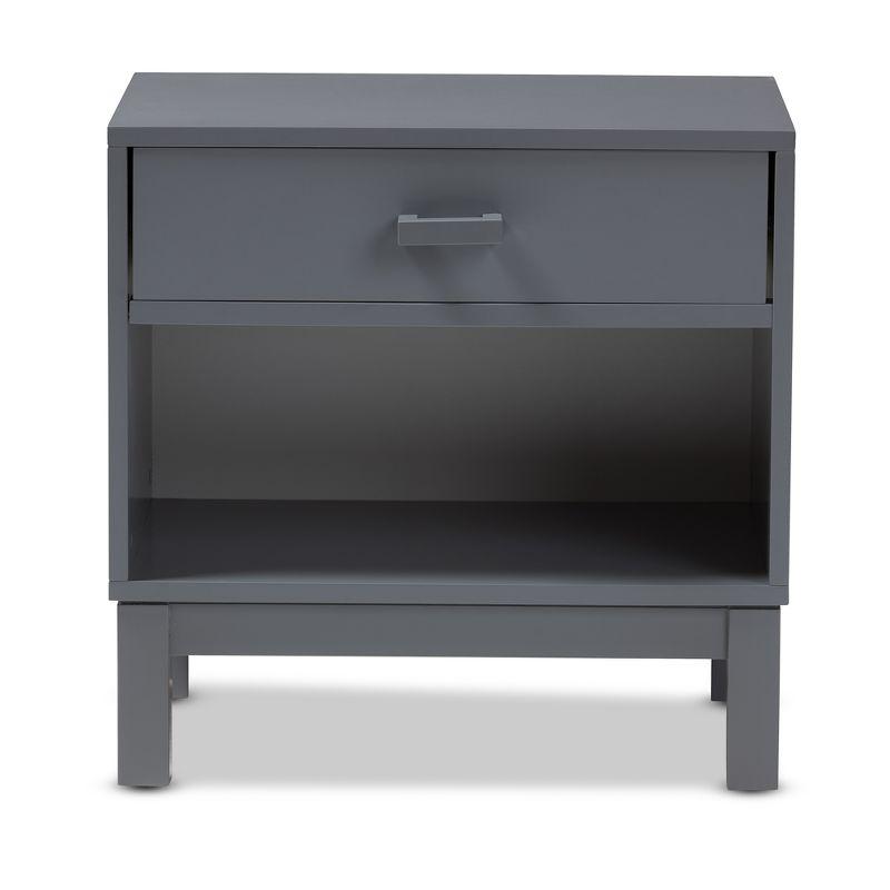 Deirdre Modern and Contemporary Wood 1 Drawer Nightstand Gray - Baxton Studio: Rubberwood, Engineered Frame, Open Shelf
