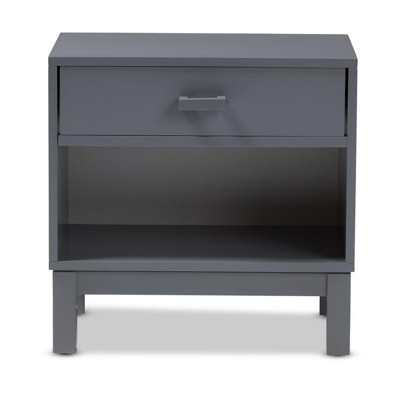 Deirdre Contemporary Grey Rubberwood 1-Drawer Nightstand