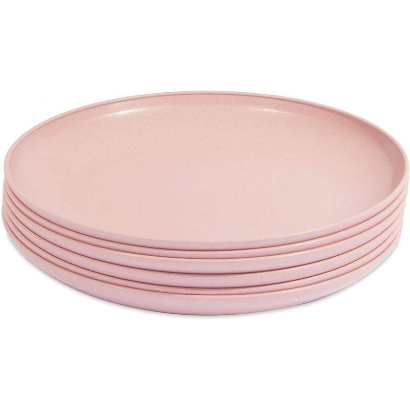 Okuna Outpost Set of 6 Pink Unbreakable Wheat Straw Cereal Dinner Plates Set for Kids, 8 In