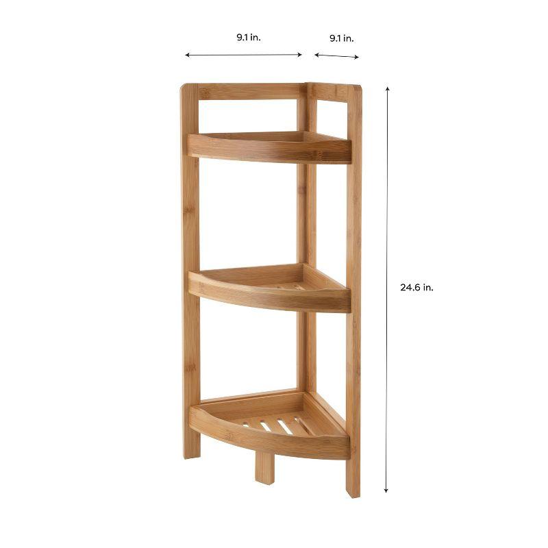 Organize It All 3 Tier Lohas Collection Corner Shelf Brown: Bamboo Linen Tower, Universal Storage, 3 Shelves