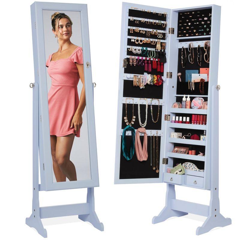 Powder Blue Rustic Full Length Mirror Jewelry Armoire