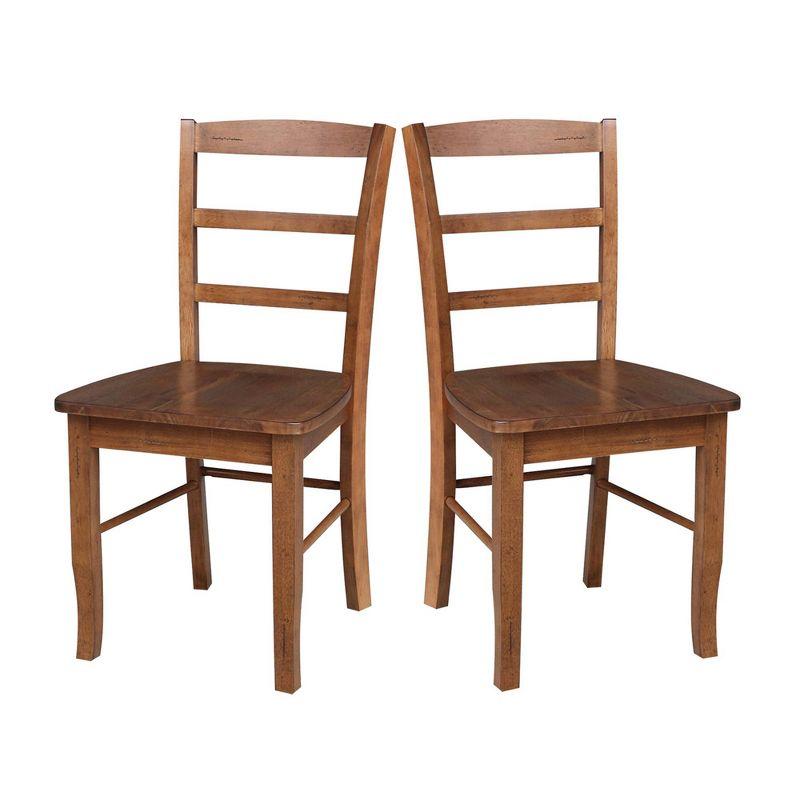 Distressed Oak Solid Wood High Ladderback Side Chair Set